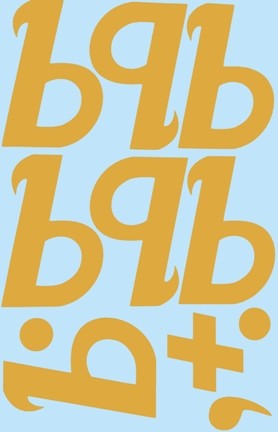 Наклейки буквы 10 см "Ь" золото, 1 лист