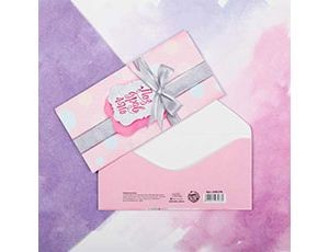 Конверт д/денег ПОЗДРАВЛЯЮ серебр бант, 10 шт.