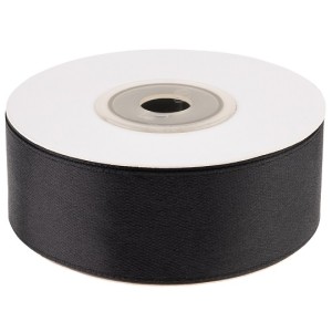 Лента атласная (2,5 см*22,86 м) Черный, 1 шт.