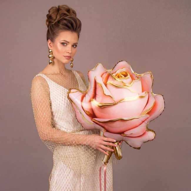 Вз (28''/71 см) ФИГУРА GLAM Роза объемная розовая, 1 шт.