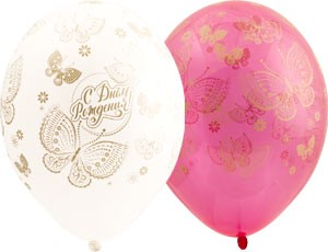 Bb (14"/35 см) Шелкография ассорти С ДР Бабочки (25 шт.)