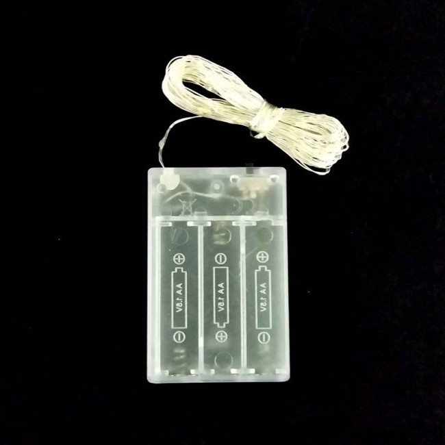 Светодиодная белая "тёплая" гирлянда "Роса" на батарейках, 70 шт. 7 м