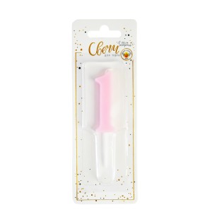 Свеча тортовая цифра "Единичка розовая" 1, 5,5 см, 1 шт.