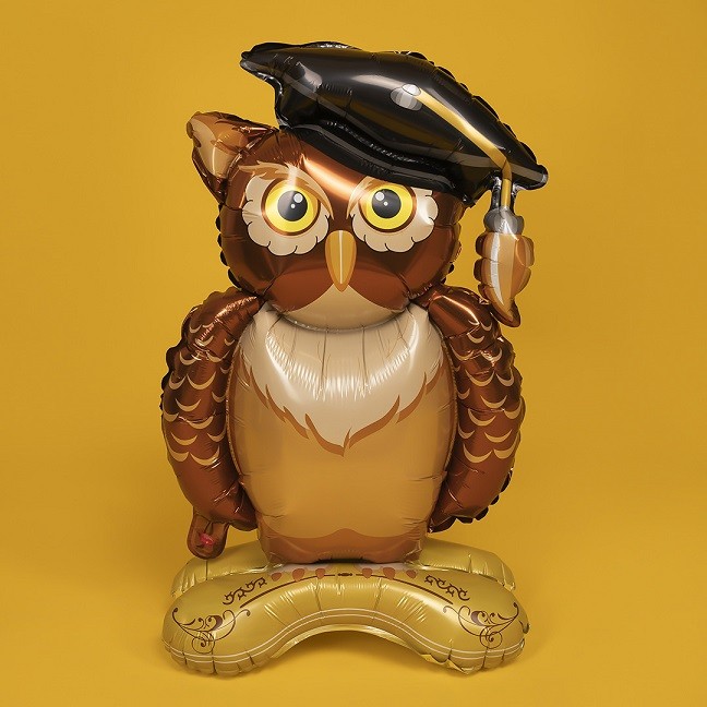 Fa 3D (35''/89 см) Фигура на подставке, Сова Выпускник, 1 шт. в уп.