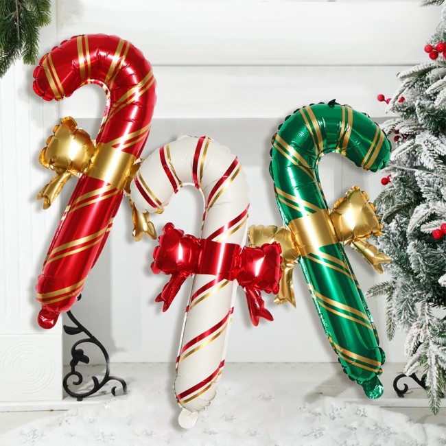 Fa (30''/76 см) Фигура, Леденец трость, Золотой бант (надув воздухом), Красный, 1 шт. в уп.