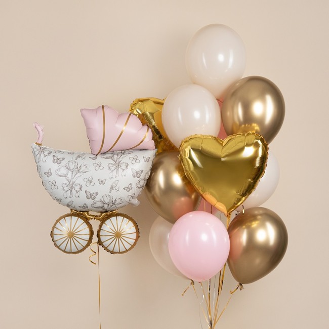 Fa (36''/91 см) Фигура, Коляска Ретро, Розовый, Сатин, 1 шт.