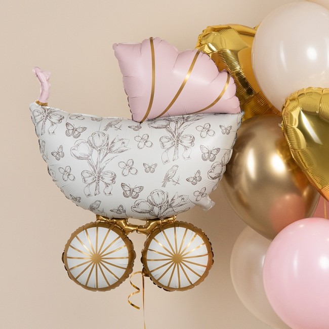 Fa (36''/91 см) Фигура, Коляска Ретро, Розовый, Сатин, 1 шт.