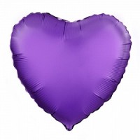 Ag (19''/48 см) Сердце, Фиолетовый, Сатин, 1 шт.