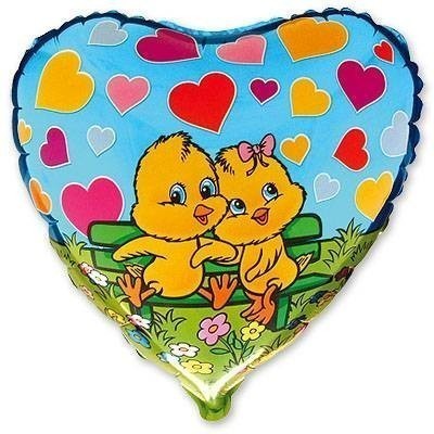 Fm (18"/45см) /Сердце, Цыплята в сердечках, 1 шт.