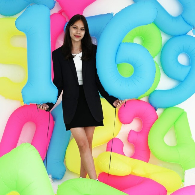 Вз (40''/102 см) Цифра 1, Неон Blue, 1 шт. в уп.