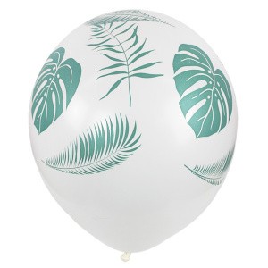 M (12"/30см) Пастель WHITE (шелк) 5 ст. рис Листья Тропики (25 шт.)