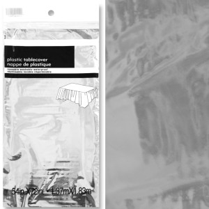 Скатерть одноразовая, Серебро, Металлик, 137*183 см, 1 шт.