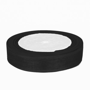 Лента органза (2,5 см*22,85 м) Черный, 1 шт.