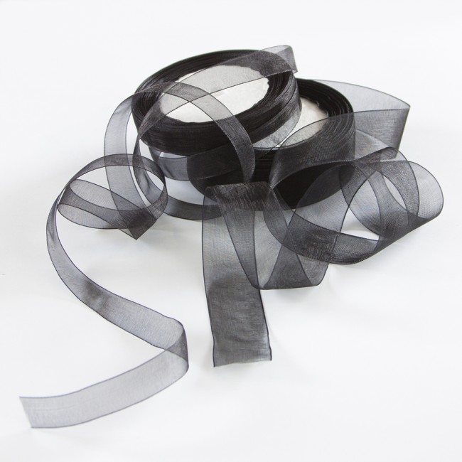 Лента органза (2,5 см*22,85 м) Черный, 1 шт.