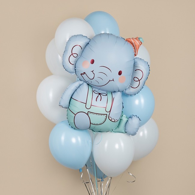 Fa (35''/89 см) Фигура, Слоник в колпачке, Голубой, 1 шт. в уп.