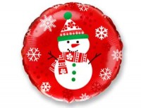 Fm (18''/46 см) Круг, Новый год Снеговик на красном, 1 шт.