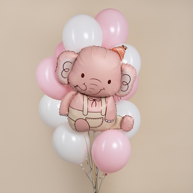 Fa (35''/89 см) Фигура, Слоник в колпачке, Розовый, 1 шт. в уп.