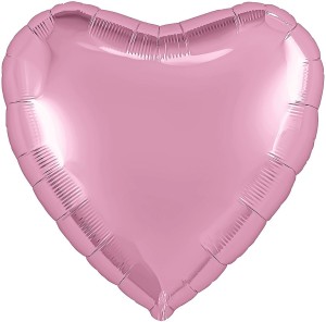 Ag (19''/48 см) Сердце, Розовый, Сатин, 1 шт.