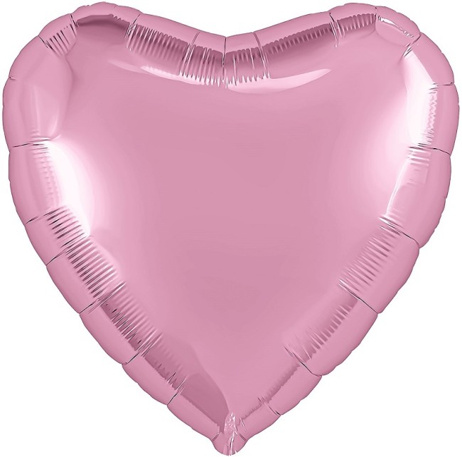 Ag (19''/48 см) Сердце, Розовый, Сатин, 1 шт.