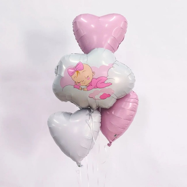 Ag (19''/48 см) Сердце, Розовый, Сатин, 1 шт.