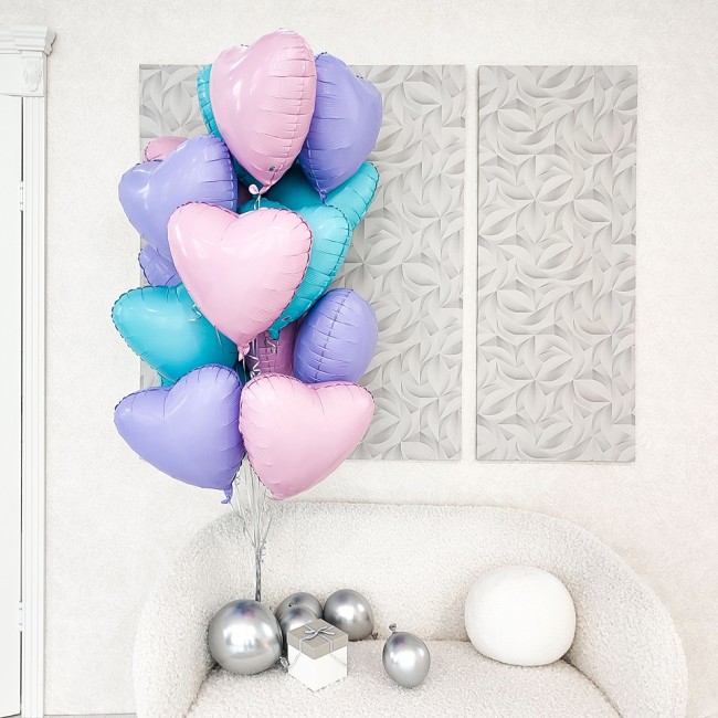 Ag (19''/48 см) Сердце, Розовый, Сатин, 1 шт.