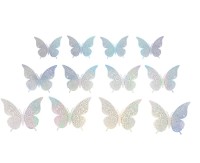 Наклейки Волшебные бабочки, Радужный, Голография, 8-12 см*4 шт, 12 шт, 1 упак.