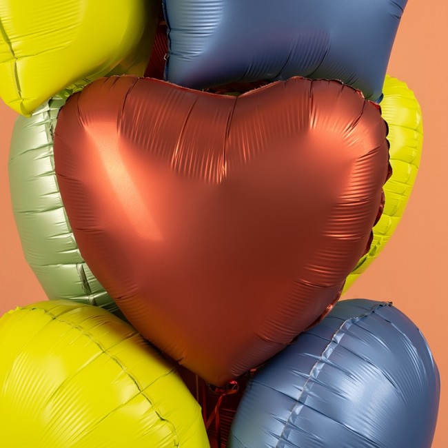 Gr (18''/46 см) Сердце, Кирпично-красный, Сатин, 1 шт.