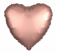 Ag (19''/48 см) Сердце, Розовое золото, Сатин, 1 шт.