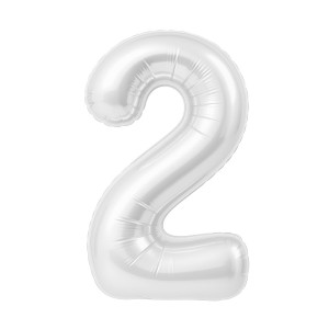 Ag (40''/102 см) Цифра, 2 Slim, Белый блеск, 1 шт. в уп.