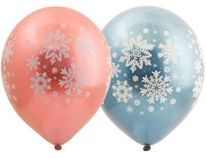 Вз (12''/30 см) Шелкография хром Снежинки асс/Е, 25 шт.