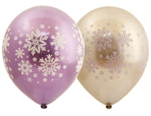 Вз (12''/30 см) Шелкография хром Снежинки асс/Е, 25 шт.