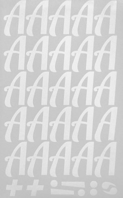 Наклейки буквы 5 см "А" белые, 1 лист