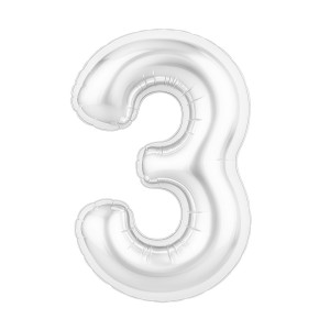Ag (40''/102 см) Цифра, 3 Slim, Белый блеск, 1 шт. в уп.