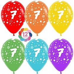 Sp (12''/30 см) Цифра 7 (звезды), Ассорти, пастель, 5 ст, 12 шт.