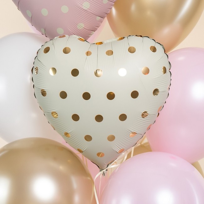 Fa (18''/46 см) Сердце, Золотой горошек, Кремовый, 1 шт.