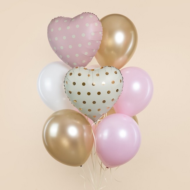 Fa (18''/46 см) Сердце, Золотой горошек, Кремовый, 1 шт.