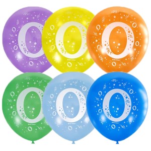 M (12&quot;/30 см) /Пастель+Декоратор (шелк) спец. ассорти 2 ст. рис Цифра Ноль, 10 шт.