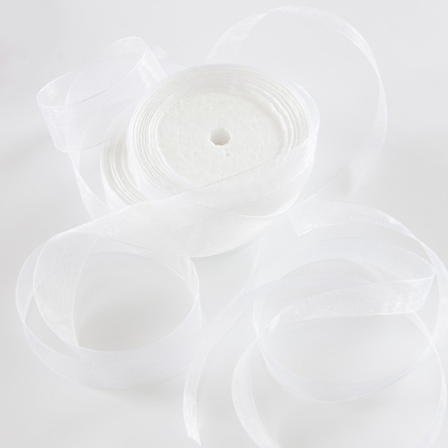 Лента органза (2,5 см*22,85 м) Белый, 1 шт.