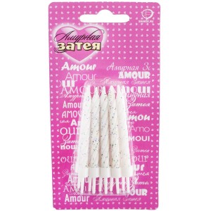 Свечи д/торта с подст блеск белые 10 шт/V