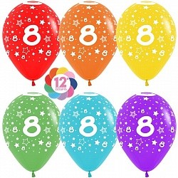 Sp (12"/30 см) Цифра 8 (звезды), Ассорти, пастель, 5 ст, 12 шт.