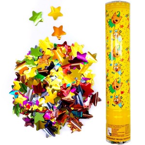 Пневмохлопушка (12''/30 см) Три кота, Металлизированные звезды, Ассорти, 1 шт.