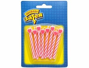 Свечи д/торта с сердцем роз 8шт/V