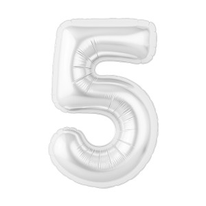Ag (40''/102 см) Цифра, 5 Slim, Белый блеск, 1 шт. в уп.