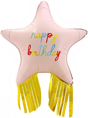 Fa (38''/97 см) Звезда, Happy Birthday, Золотой каскад, Розовый, 1 шт.