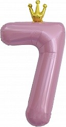 Fa (40"/102 см) Цифра, 7 Золотая корона, Розовый, 1 шт. в упак.