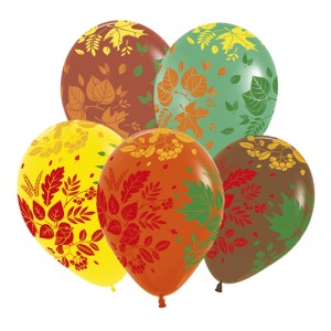 Sp (12''/30 см) Листья Осень, Ассорти Пастель 5 ст. 25 шт.