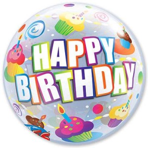 Q (22"/56см) /BUBBLE Кексы разноцветные С ДР, 1 шт.