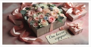 Конверты для денег, От всего сердца! (нежные цветы и подарки), Розовый, 10 шт.