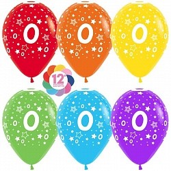 Sp (12''/30 см) Цифра 0 (звезды), Ассорти, пастель, 5 ст, 12 шт.