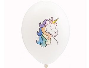 Bb (14"/35 см) /Шар с рисунком  Единорог Голова 4цв, 25 шт.